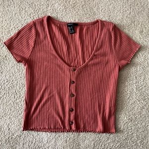 Forever 21 Coral Short Sleeve Top Size Large